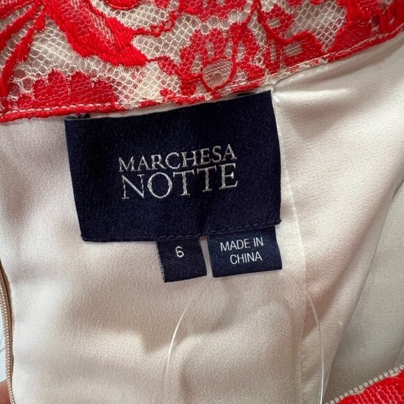 NWT Marchesa Notte Red Lace A-Line Dress $795 - Picture 12 of 13